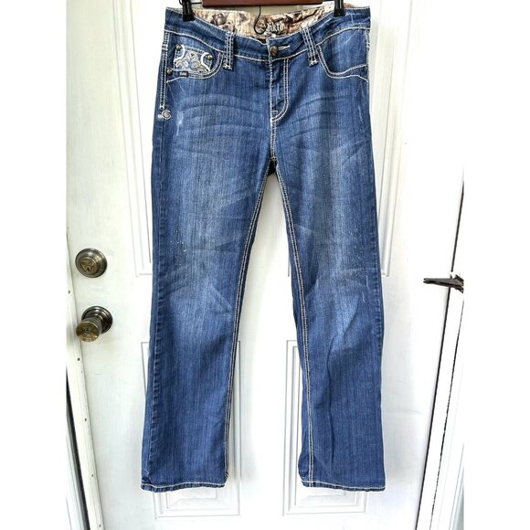 adikto womens jeans size 6 29x34 Good Condition Teen Adult Embroidered Pockets. - Picture 1 of 16